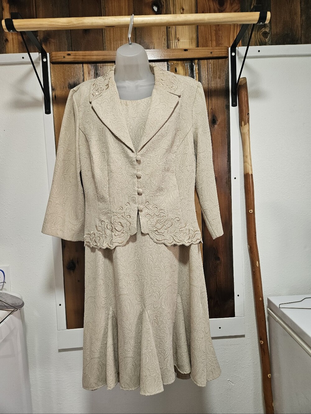 Danny & Nicole Cream Paisley-Textured Dress Jacket